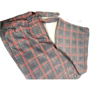 🩷 HOT KISS Red/Black Stretch Plaid Plus Size Wide Leg Slacks 1027